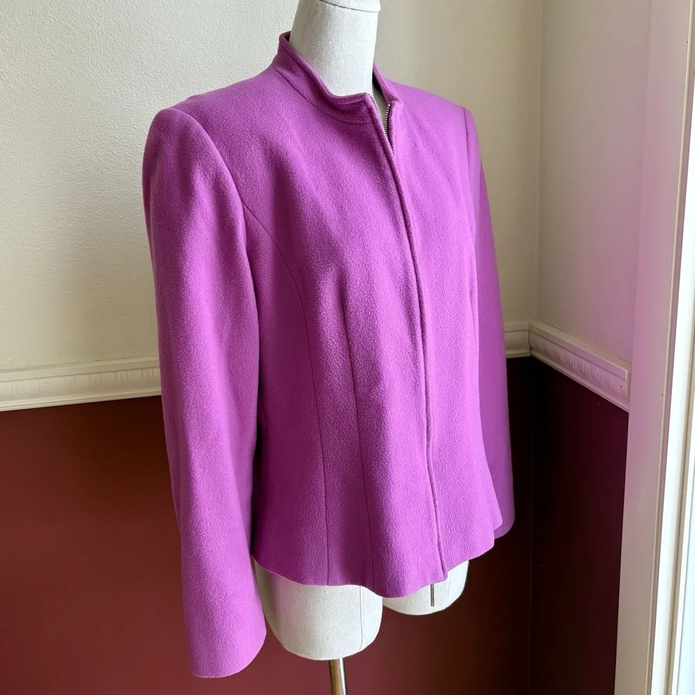LOUBEN Jacket Women's 12 Fuchsia Pink Wool Cashmere Blend Lined Full Zip‎ Canada